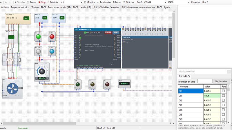VfdLab — Simulador de accionamientos — captura del sistema